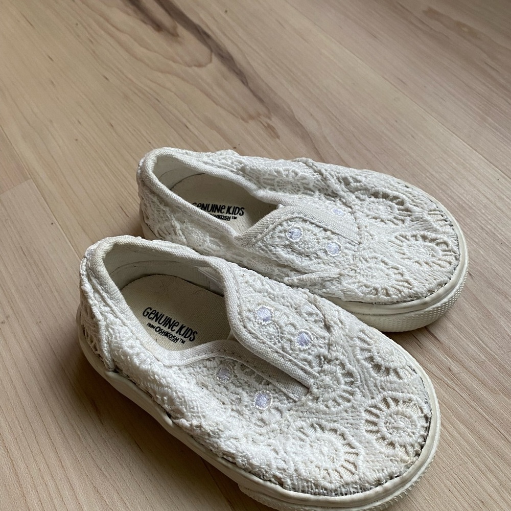 OshKosh B'gosh White Crochet Slip-On Sneakers